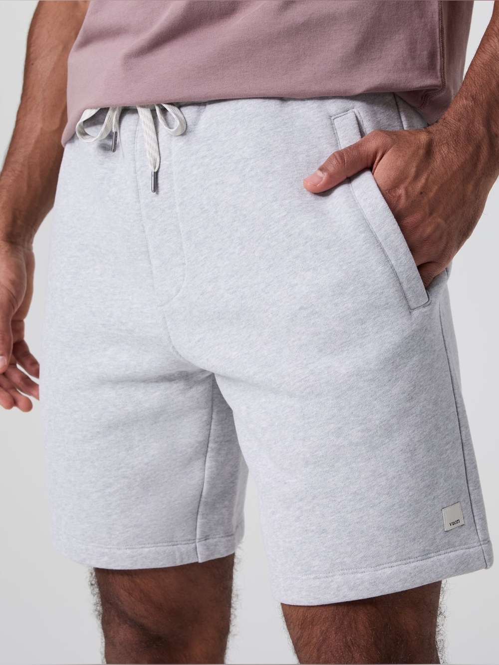 VUORI Seaside Short 8" in Light Heather Grey Size XL